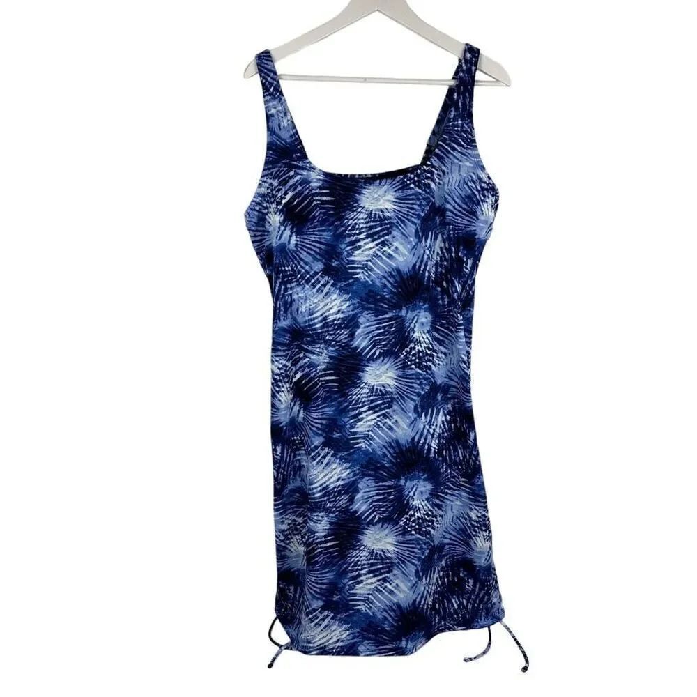 Land's End 18L Adjustable Strap One-Piece Swimsuit tie dye print